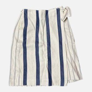 Grey Jason Wu Viscose Cotton Wrap Skirt White Navy Striped Size 10